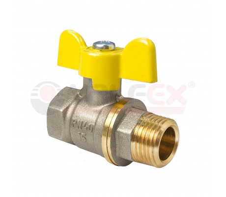 Кран шаровый для газа VALFEX ГАЗ НИКЕЛИР-Й ВР/НР бабочка 1/2